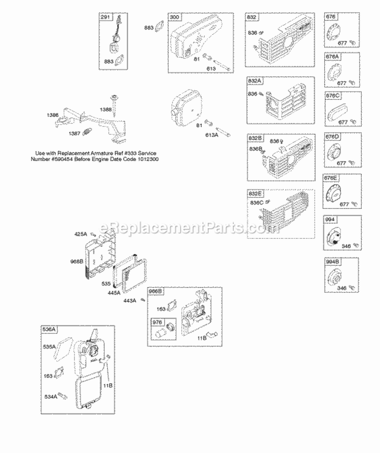 Air Cleaner Exhaust System Governor Spring Diagram and Parts List for  Briggs and Stratton Engine